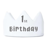 1st Birthday Crown: Soft Cotton Party Hat - Pink, White & Blue - t-shirt by Sarah's Embroidery