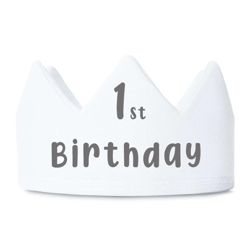 1st Birthday Crown: Soft Cotton Party Hat - Pink, White & Blue - t-shirt by Sarah's Embroidery