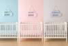Personalised Nursery Cloud Sign – Custom Name “Room” Plaque – Blue, Pink, or Grey - wall art print by Sarah's Embroidery