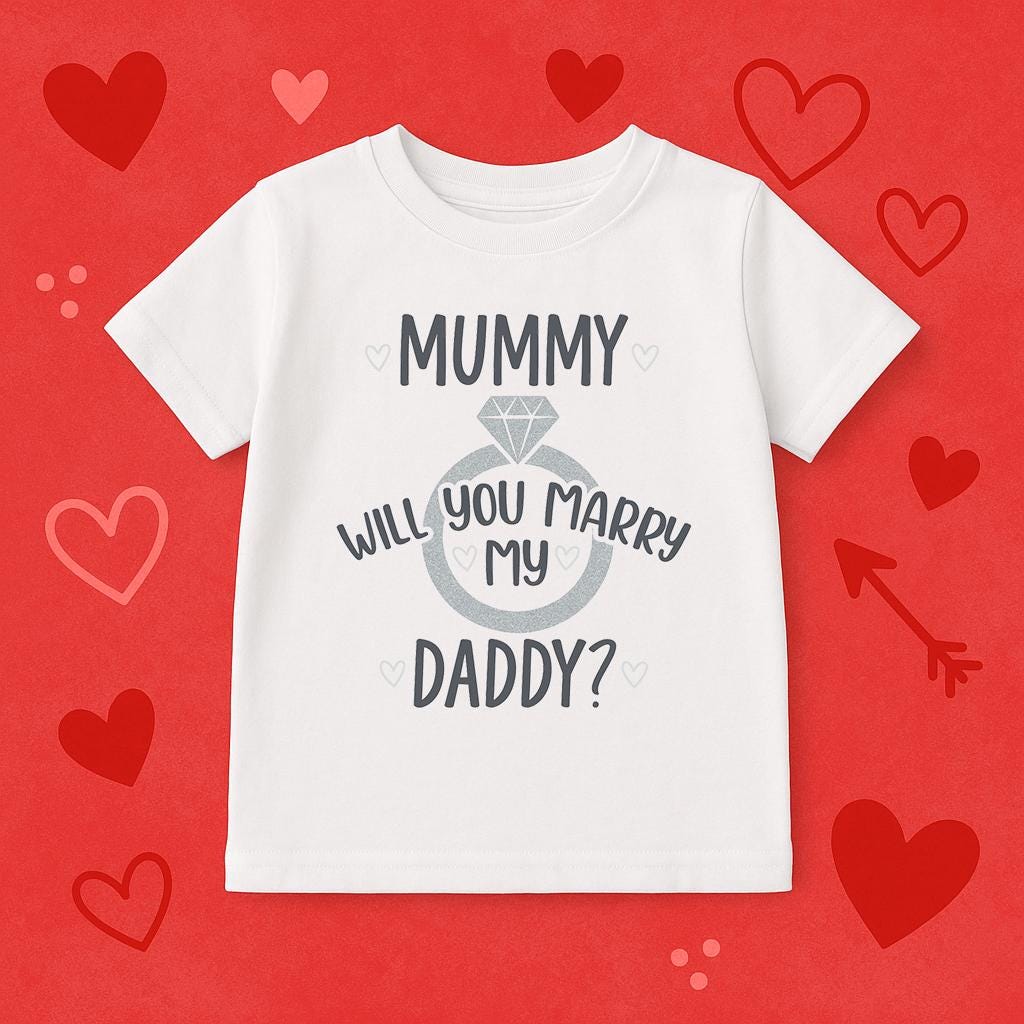 Kids Proposal T-Shirt – “Will You Marry My Mummy/Daddy?” – Engagement Announcement Outfit - t-shirt by Sarah's Embroidery