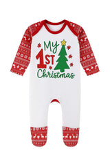 My 1st Christmas Baby Sleepsuit – Red Fair Isle Pattern – Festive Newborn Outfit - baby bodysuit by Sarah's Embroidery