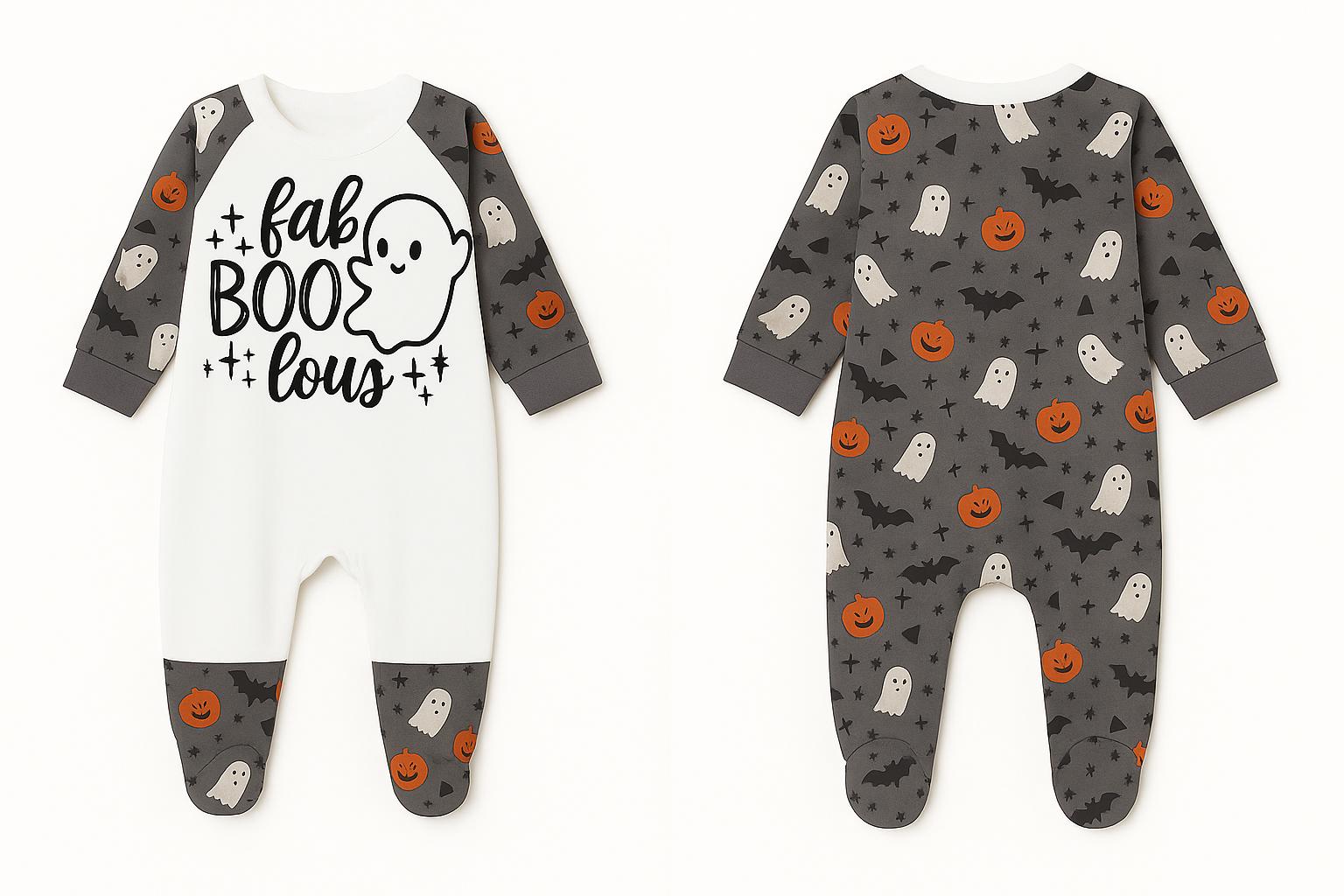 Matching Kids Halloween Pajamas – “Fab-BOO-lous” Ghost Design – Toddler & Baby Spooky Sleepwear - kids pyjamas by Sarah's Embroidery