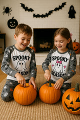 Matching Kids Halloween Pajamas – “Spooky Season” Ghost & Girl Ghost Designs – Toddler Fall Sleepwear - baby bodysuit by Sarah's Embroidery