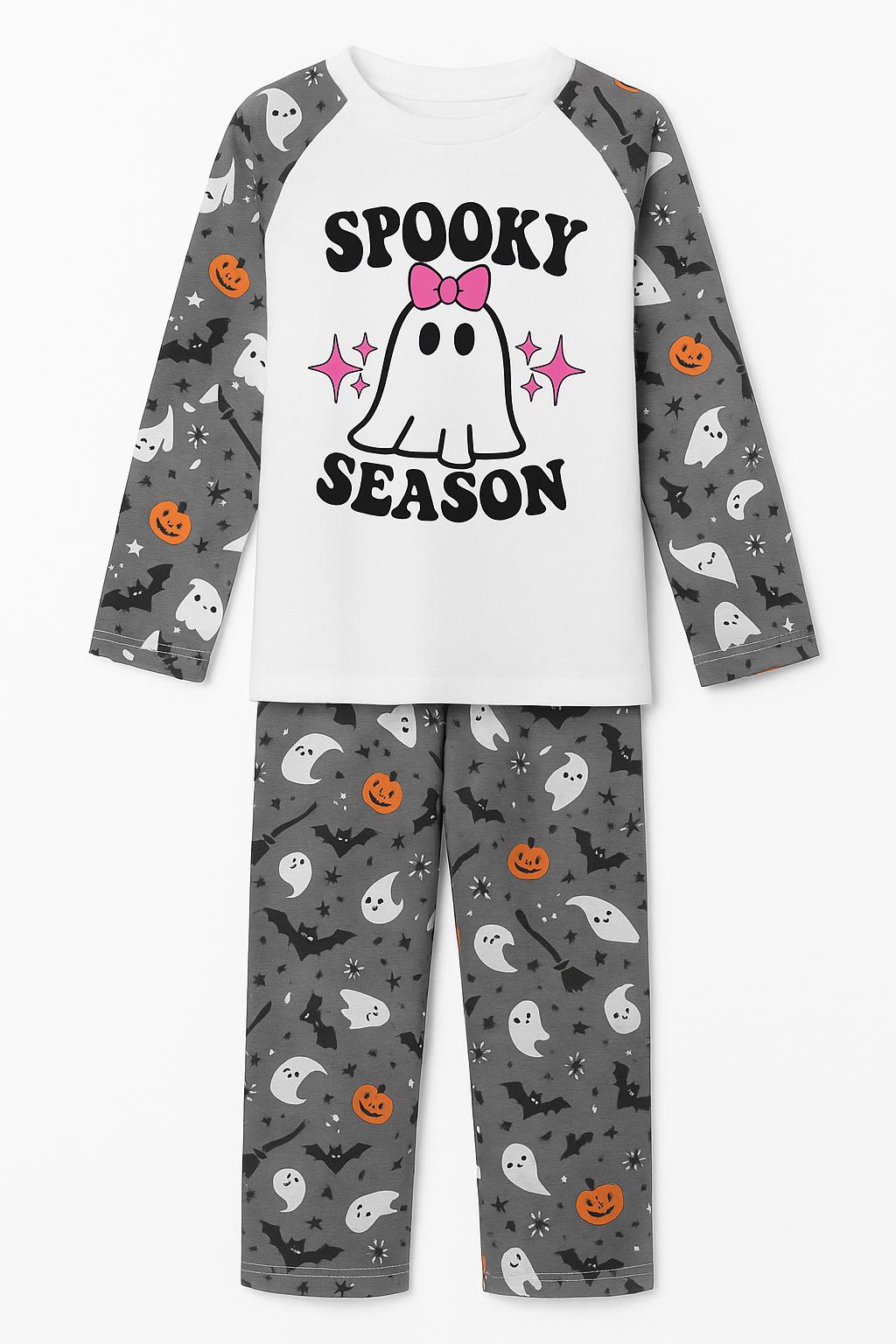 Matching Kids Halloween Pajamas – “Spooky Season” Ghost & Girl Ghost Designs – Toddler Fall Sleepwear - baby bodysuit by Sarah's Embroidery