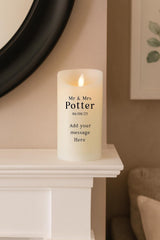 Personalised Wedding Candle: Mr & Mrs Flameless LED Keepsake - candle by Sarah's Embroidery