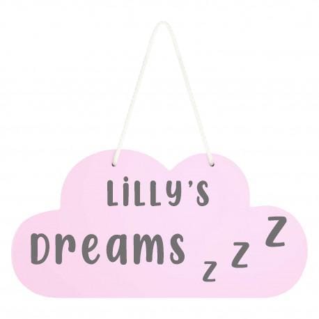 Personalised Nursery Cloud Sign – Custom Baby Name Wall Hanging – Blue, Pink, or Grey - wall art print by Sarah's Embroidery