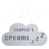 Personalised Nursery Cloud Sign – Custom Baby Name Wall Hanging – Blue, Pink, or Grey - wall art print by Sarah's Embroidery