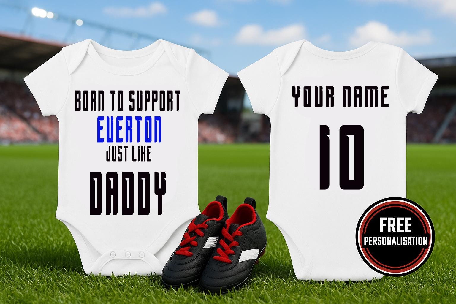 Everton Baby Bodysuit, Football Fan Gift, 100% Cotton - baby bodysuit by Sarah's Embroidery
