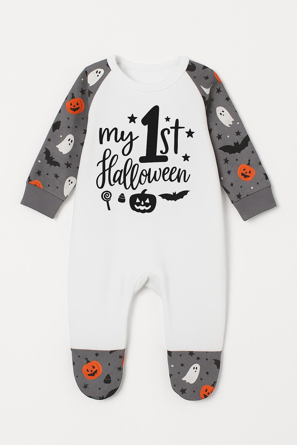 Baby's First Halloween Romper: Soft Cotton, Pumpkin & Ghost Design - baby bodysuit by Sarah's Embroidery