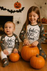 Matching Kids Halloween Pajamas – “Fab-BOO-lous” Ghost Design – Toddler & Baby Spooky Sleepwear - kids pyjamas by Sarah's Embroidery