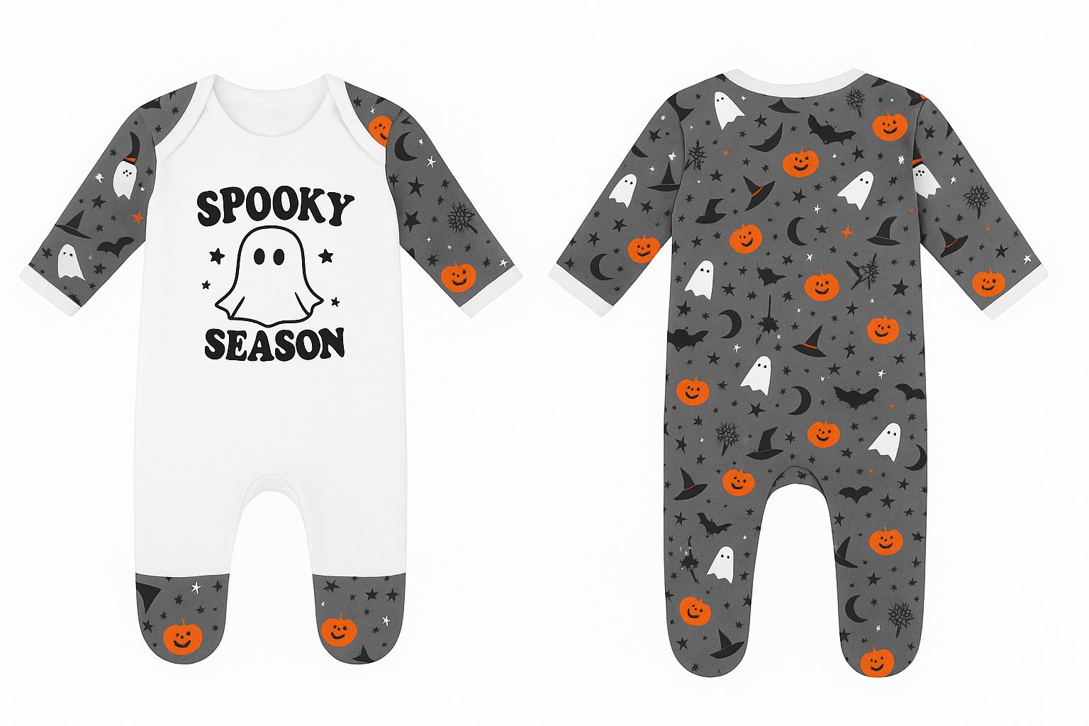 Matching Kids Halloween Pajamas – “Spooky Season” Ghost & Girl Ghost Designs – Toddler Fall Sleepwear - baby bodysuit by Sarah's Embroidery