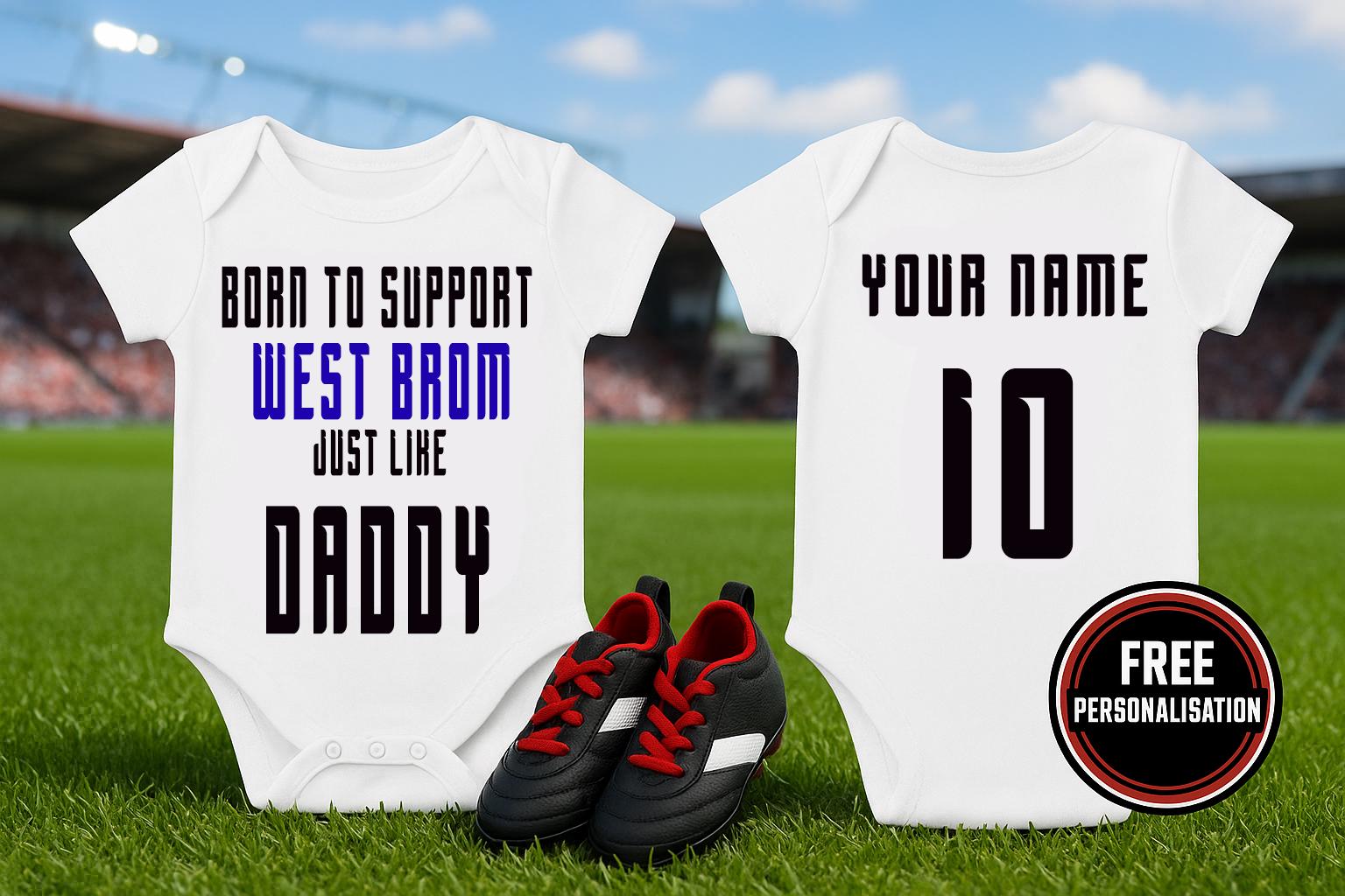 West Brom Baby Bodysuit - Football Fan Gift, 100% Cotton - baby bodysuit by Sarah's Embroidery