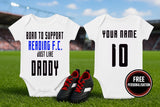 Reading Football Baby Bodysuit - Born to Support - baby bodysuit by Sarah's Embroidery
