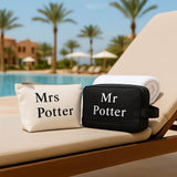 Personalised Mr & Mrs Canvas Travel Bag Set: Honeymoon Gift - bag by Sarah's Embroidery