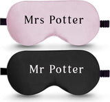 Personalised Mr & Mrs Sleep Mask Set - Custom Wedding Gift - wall art print by Sarah's Embroidery