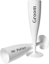 Personalised Wedding Champagne Flutes - Bride & Groom Glasses - Bridal Party Toasting Cups - cold cup by Sarah's Embroidery