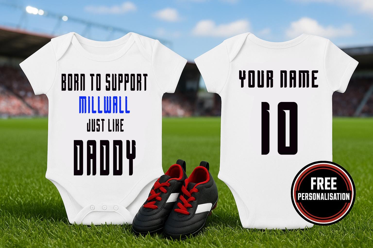 Millwall Baby Bodysuit - Born to Support Football Team - baby bodysuit by Sarah's Embroidery
