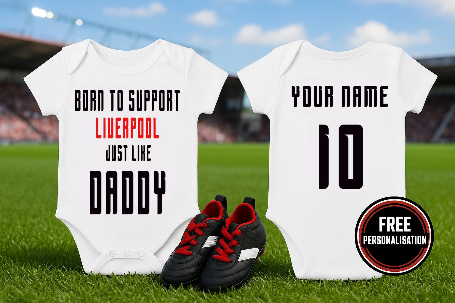 Liverpool Baby Bodysuit - Born to Support - Football Baby Vest - baby bodysuit by Sarah's Embroidery