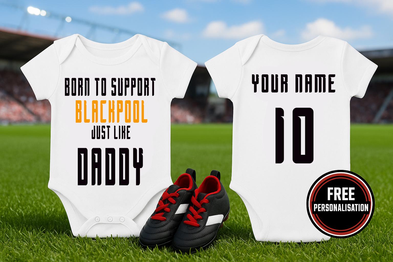 Blackpool Football Baby Vest, Born to Support, Baby Gift - baby bodysuit by Sarah's Embroidery