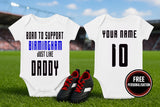 Birmingham Football Baby Bodysuit - Born to Support, Handmade Cotton Baby Vest - baby bodysuit by Sarah's Embroidery