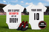 Southampton Football Baby Bodysuit - Born to Support - baby bodysuit by Sarah's Embroidery