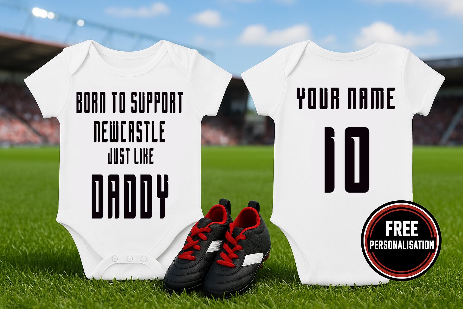 Personalised Newcastle Baby Bodysuit - - baby bodysuit by Sarah's Embroidery