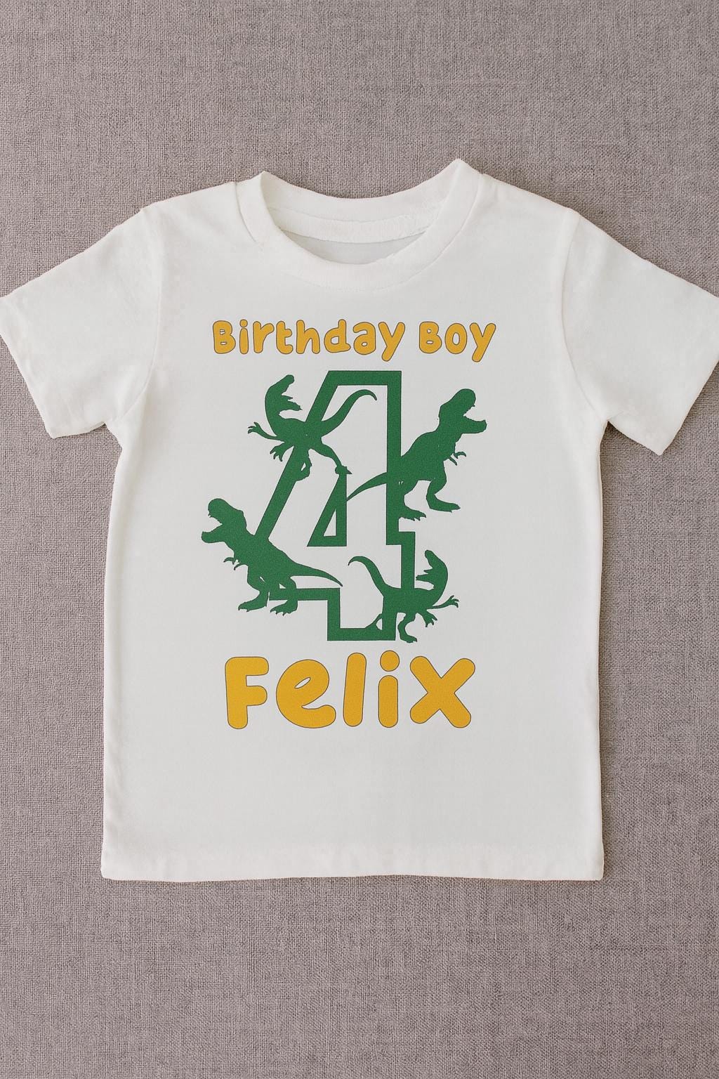 Personalised Dinosaur Birthday Boy T-Shirt: Custom Name & Age - t-shirt by Sarah's Embroidery