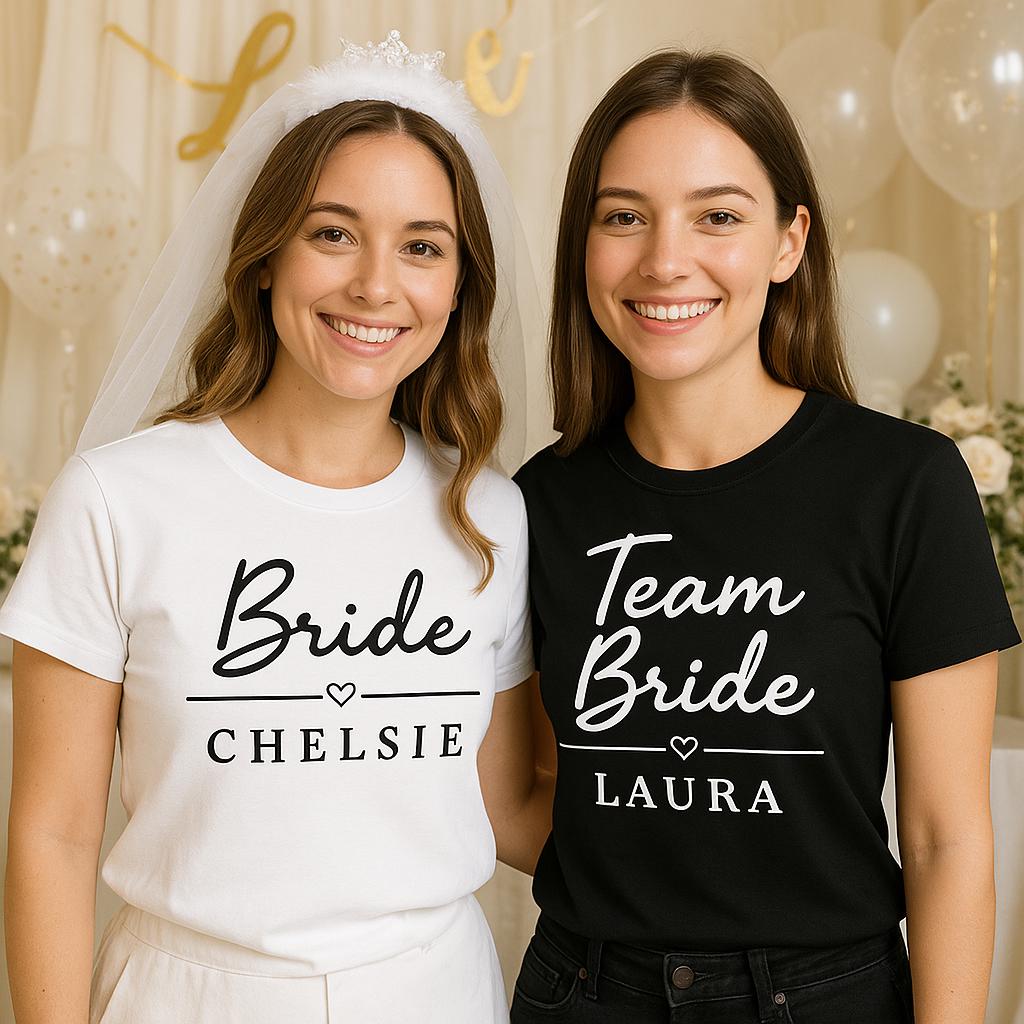 Classy Bride/maids Shirt: Personalised Bachelorette Party Tee - t-shirt by Sarah's Embroidery