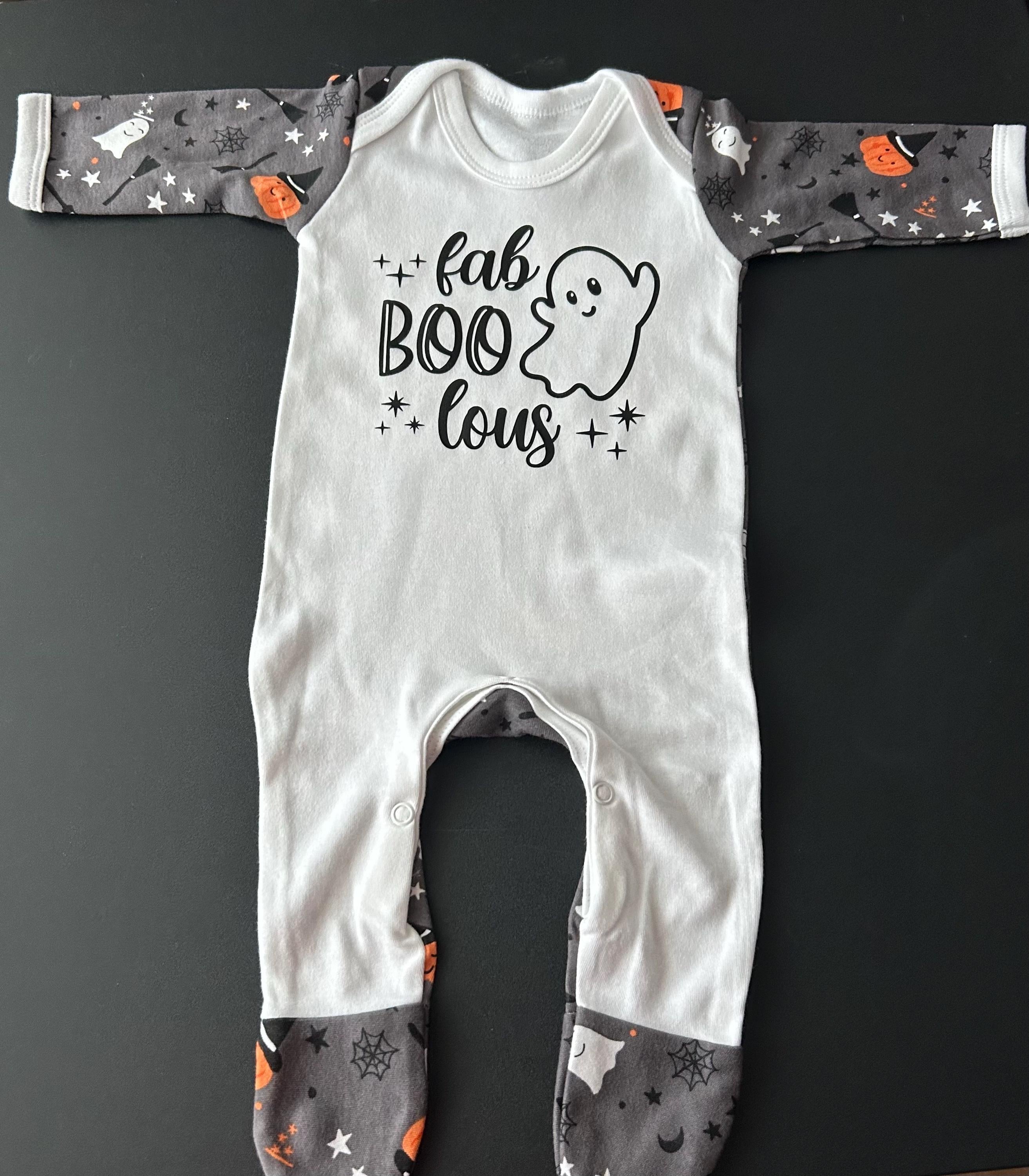 Matching Kids Halloween Pajamas – “Fab-BOO-lous” Ghost Design – Toddler & Baby Spooky Sleepwear - kids pyjamas by Sarah's Embroidery