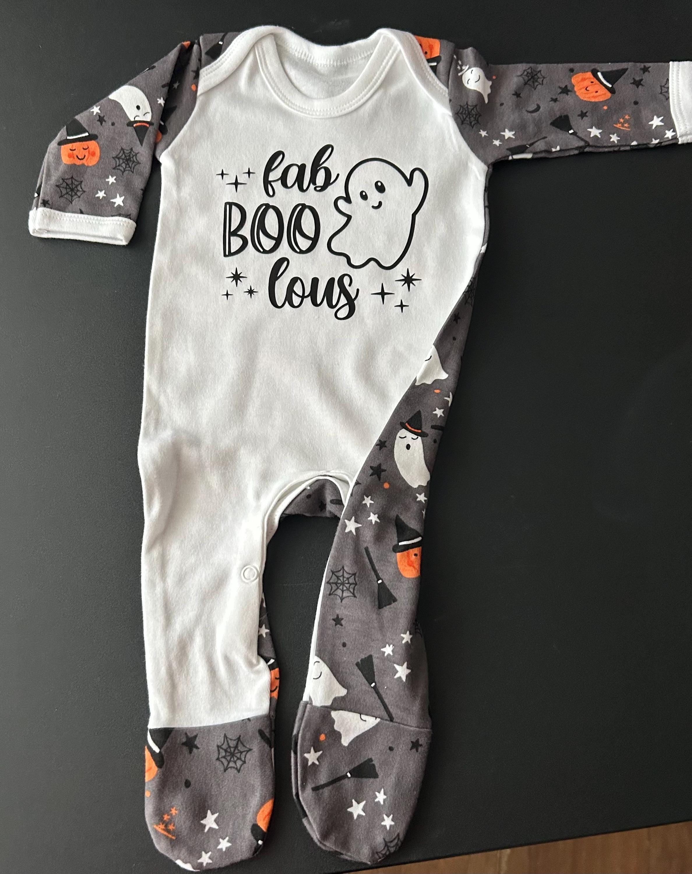Matching Kids Halloween Pajamas – “Fab-BOO-lous” Ghost Design – Toddler & Baby Spooky Sleepwear - kids pyjamas by Sarah's Embroidery