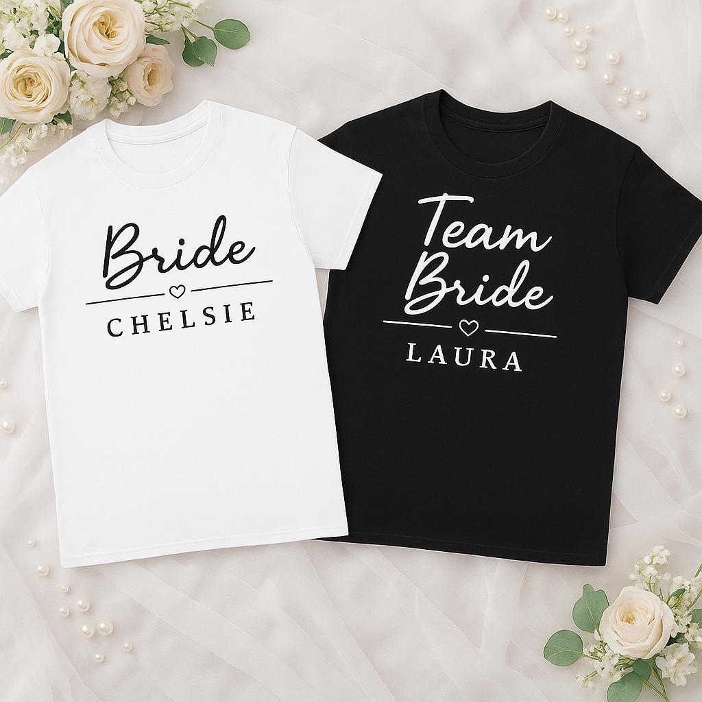 Classy Bride/maids Shirt: Personalised Bachelorette Party Tee - t-shirt by Sarah's Embroidery