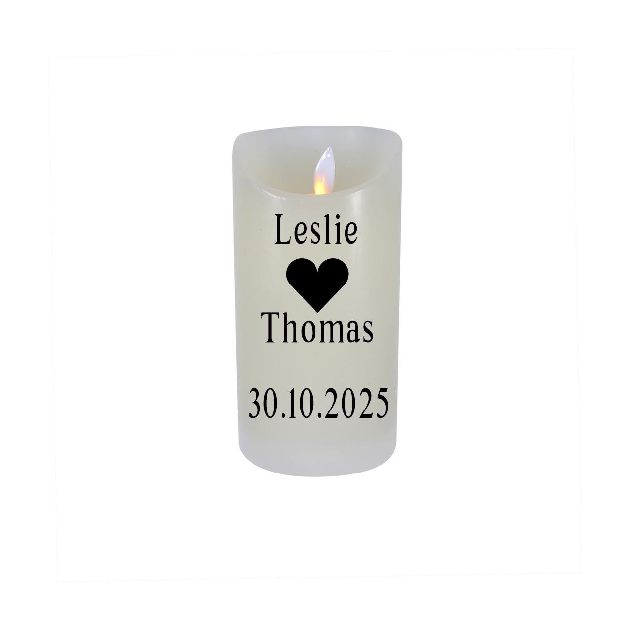Personalised Wedding Candle: Mr & Mrs Flameless LED Keepsake - candle by Sarah's Embroidery
