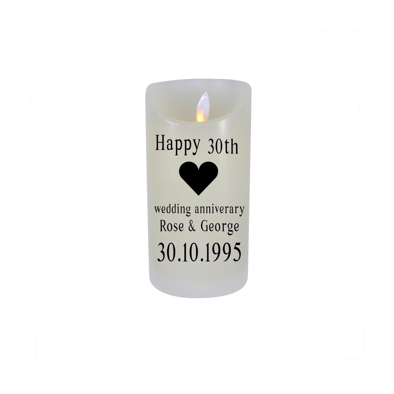Personalised Wedding Candle: Mr & Mrs Flameless LED Keepsake - candle by Sarah's Embroidery