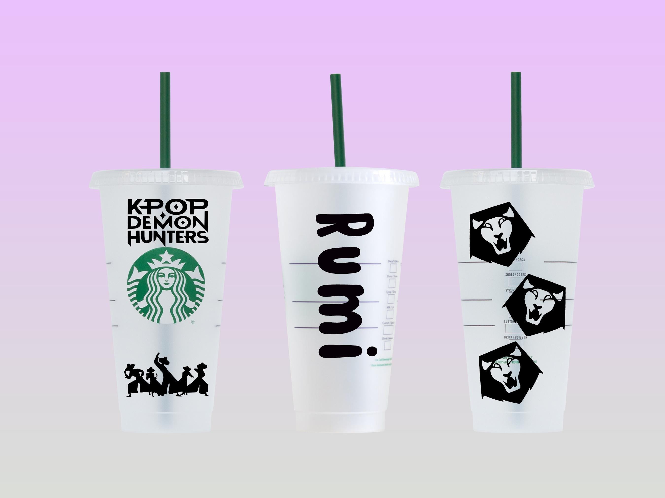 K-Pop Demon Hunters Starbucks Reusable Cup - Custom Cold Cup - Korean Inspired Gift - cold cup by Sarah's Embroidery