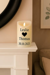 Personalised Wedding Candle: Mr & Mrs Flameless LED Keepsake - candle by Sarah's Embroidery