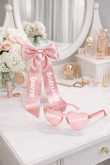 Personalised Bridesmaid Heart Sunglasses & Bow Set, Custom Bridal Party Accessories - sunglasses by Sarah's Embroidery