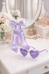 Personalised Bridesmaid Heart Sunglasses & Bow Set, Custom Bridal Party Accessories - sunglasses by Sarah's Embroidery