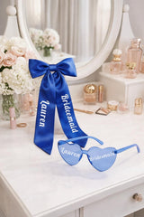 Personalised Bridesmaid Heart Sunglasses & Bow Set, Custom Bridal Party Accessories - sunglasses by Sarah's Embroidery