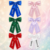 Personalised Satin Leavers Hair Bow 2026 - Custom Name Graduation Accessory - wall art print by Sarah's Embroidery