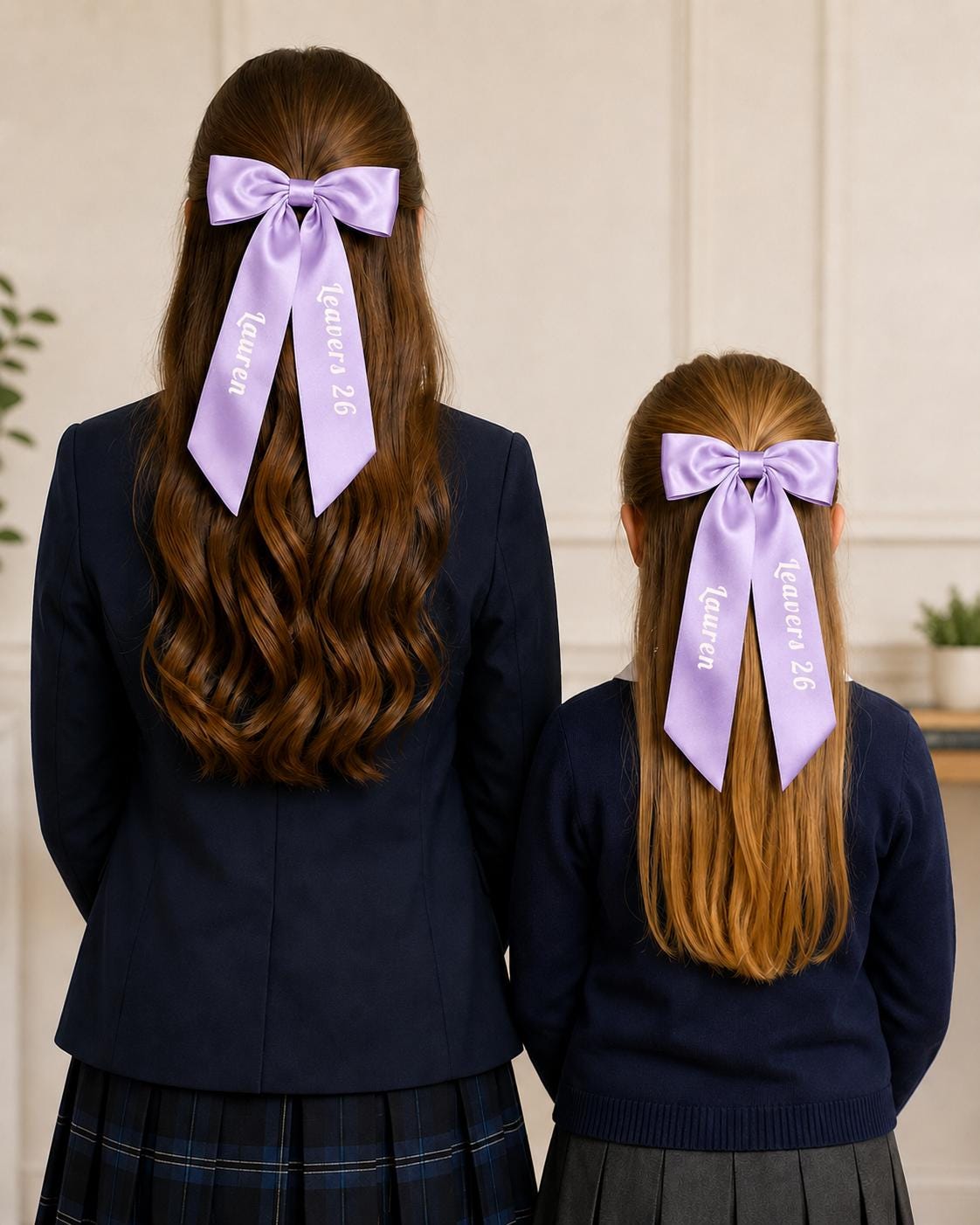 Personalised Satin Leavers Hair Bow 2026 - Custom Name Graduation Accessory - wall art print by Sarah's Embroidery