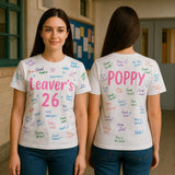 Personalised Leavers 2026 T-Shirt: Class Signature Keepsake - t-shirt by Sarah's Embroidery