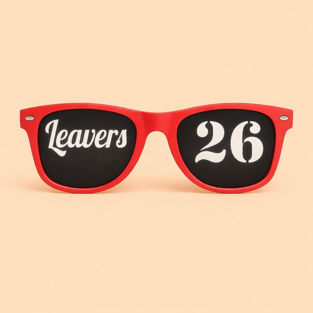 Personalised Leaver's 26 T-Shirt & Sunglasses Bundle (Class of 2026) - t-shirt by Sarah's Embroidery
