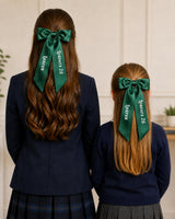 Personalised Satin Leavers Hair Bow 2026 - Custom Name Graduation Accessory - wall art print by Sarah's Embroidery