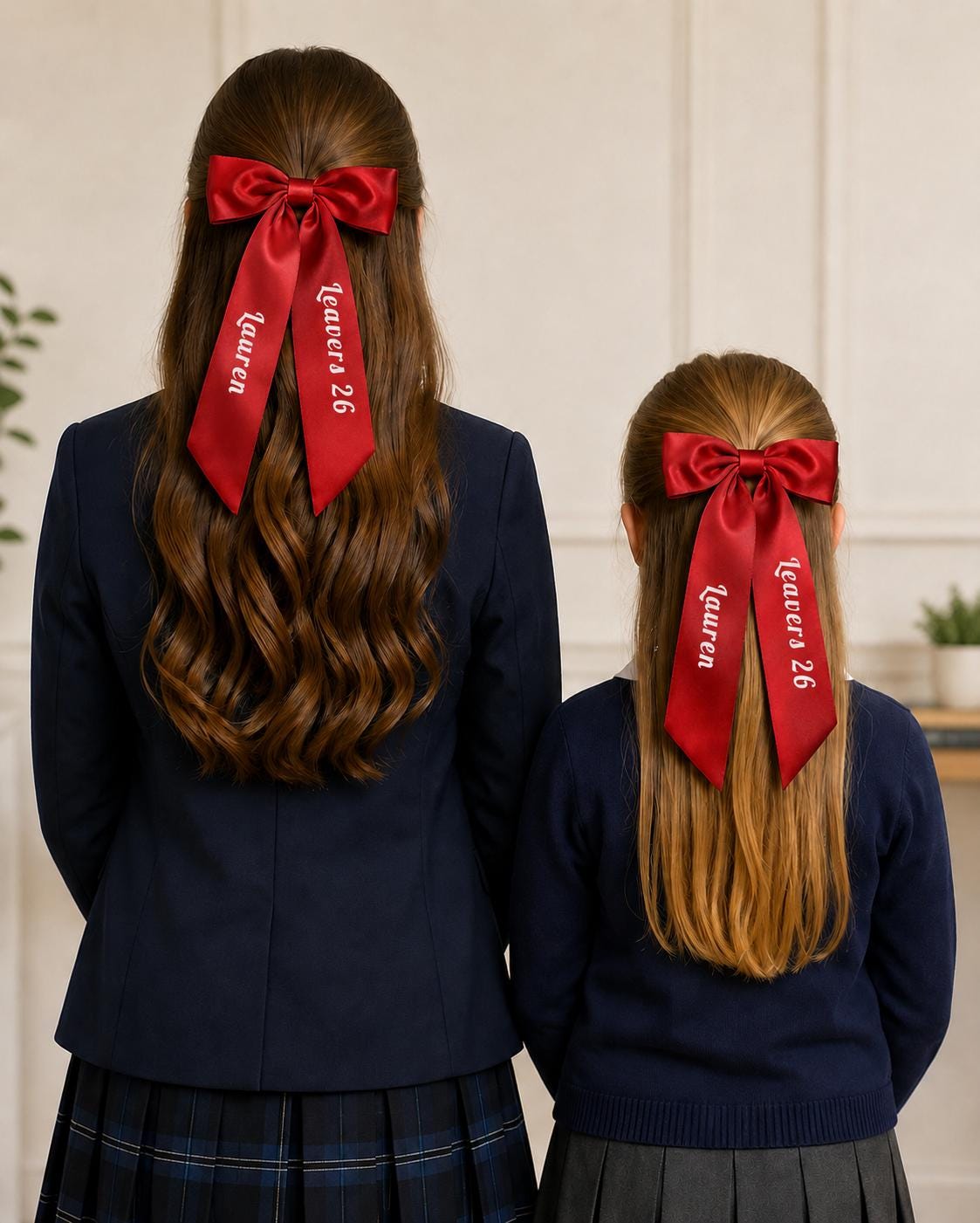 Personalised Satin Leavers Hair Bow 2026 - Custom Name Graduation Accessory - wall art print by Sarah's Embroidery
