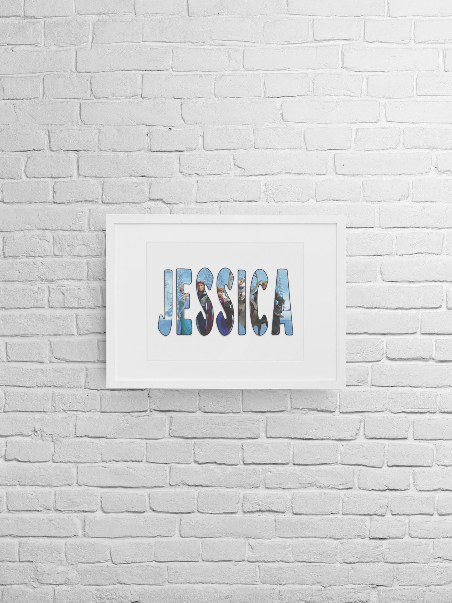 Personalised Frozen Name Print: Kids Bedroom Wall Art - wall art print by Sarah's Embroidery