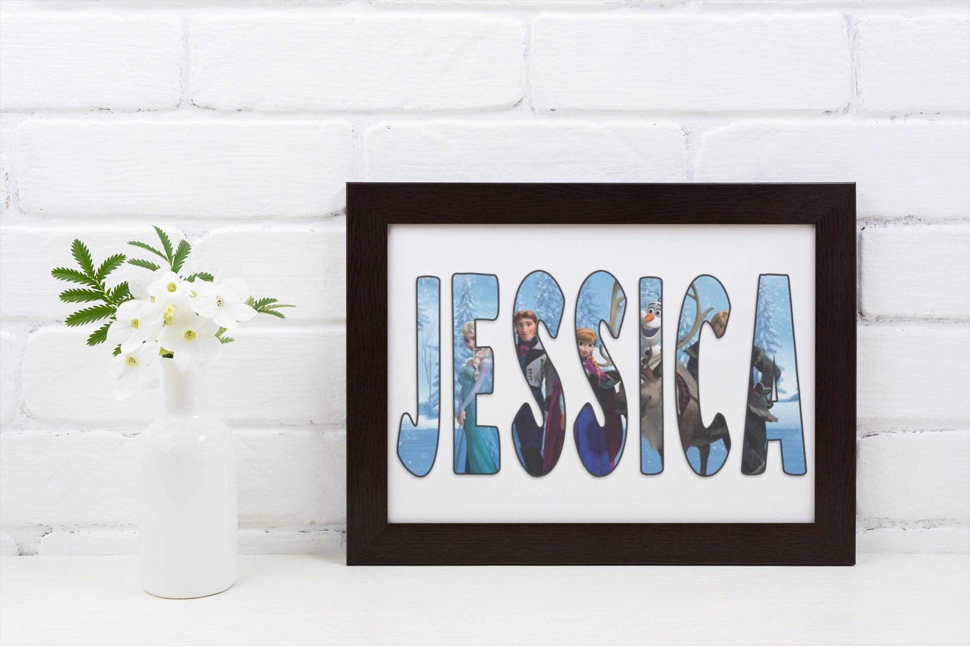 Personalised Frozen Name Print: Kids Bedroom Wall Art - wall art print by Sarah's Embroidery