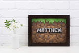 Personalised Minecraft Name Print, Gamer Bedroom Wall Art - wall art print by Sarah's Embroidery