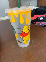 Winnie The Pooh Starbucks Cold Cup: Custom 24oz Design - cold cup by Sarah's Embroidery