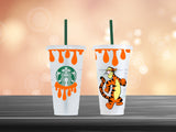Tigger Winnie The Pooh Starbucks Cold Cup 24oz - cold cup by Sarah's Embroidery