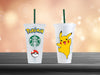 Pikachu Pokemon, Starbucks cold cup Pokemon design - cold cup by Sarah's Embroidery